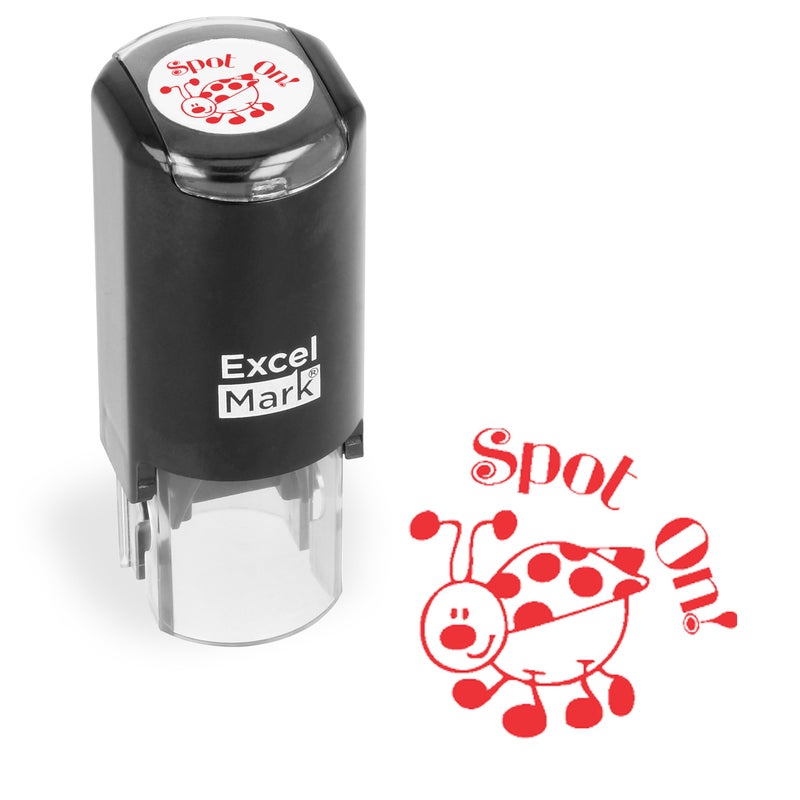 ExcelMark Round Teacher Stamp - SPOT ON! - RED Ink - Image 1
